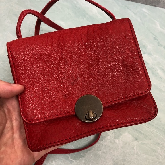 ALTERNATIVE red mini crossbody leather handbag - Picture 3 of 5